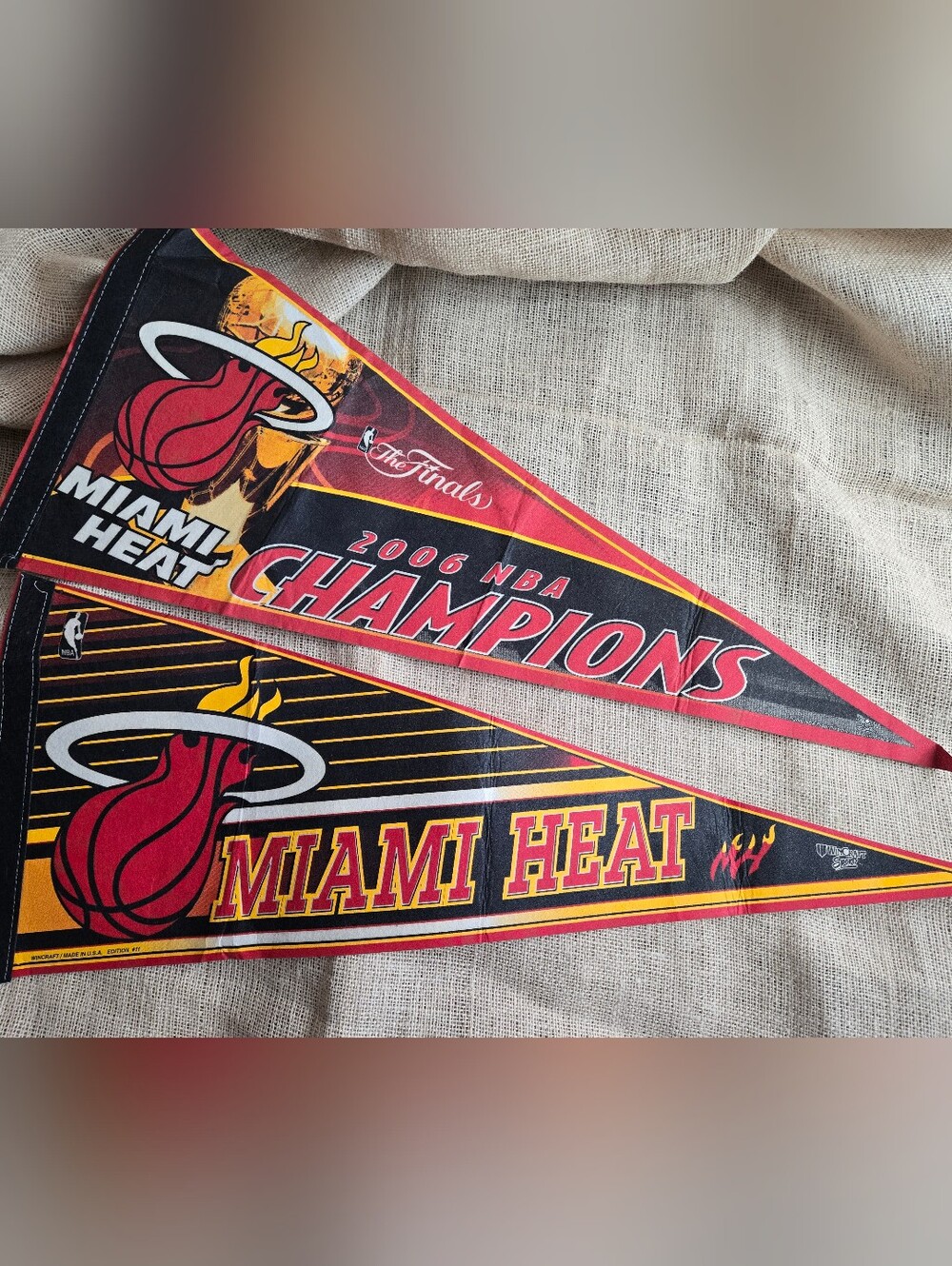 Vintage Miami Heats Champions Felt Pennant - Set Of 2
